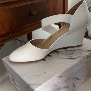 Elegant White Wedge Heels